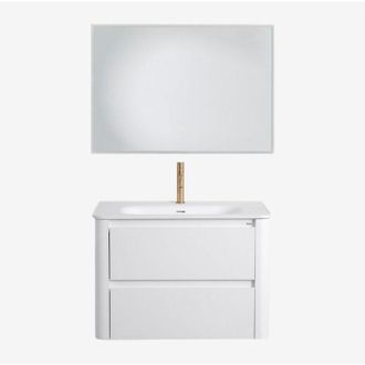 Sklum Conjunto De Mueble De Ba&ntilde;o Suspendido 80x50 Cm En Madera Con Lavabo Integrado Egerton Sklum