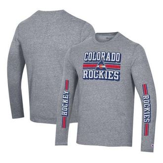Champion Mens Champion Heather Gray CO Rockies Tri-Blend Dual-Stripe Long Sleeve T-Shirt at Nordstrom, Size X-Large