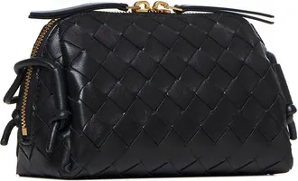 Bottega Veneta Womens Shoulder Bag Intrecciato Black Lamb Skin