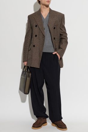 Ami Wool Blazer With Double Vent, Mens, Brown