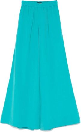 Gianluca Capannolo Blauwe elastische taille broek met zakken - Dames - Wijde Broeken - Blauw - M - Broeken