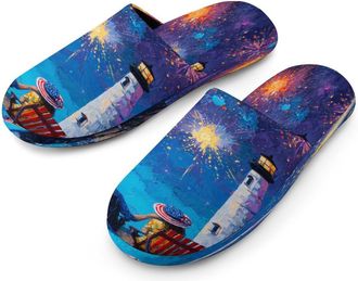 Generic Lighthouse U.S. Mens Cozy Memory Foam Slippers Warm Cotton House Shoes Comfy Slipper for Indoor Outdoor