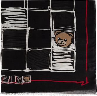 Moschino Sciarpa con stampa Teddy - Nero