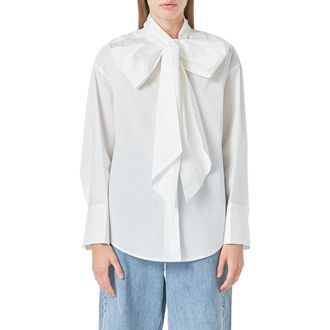 Grey Lab Bow Detail Shirt in White at Nordstrom, Size Small