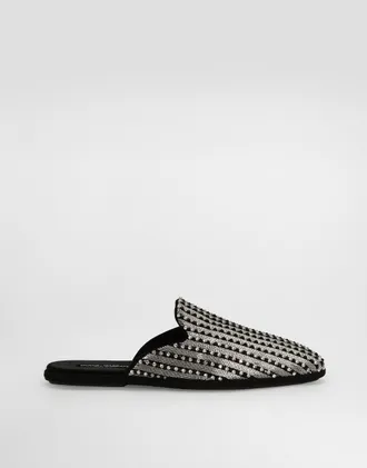 Dolce & Gabbana Suede Slippers With Embroidery - Man Driver Shoes And Loafers Multicolor 42.5