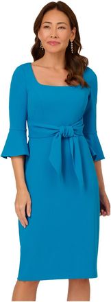 Adrianna Papell Womens Bell Sleeve Tie Front Dress - Blue - Size 12 UK