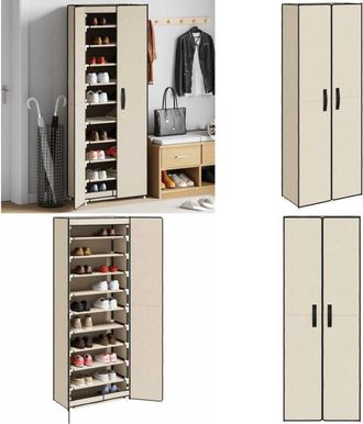 vidaXL Scarpiera Crema 60x30x166 cm Tessuto - Scarpiera con ante - Scarpiera in tessuto