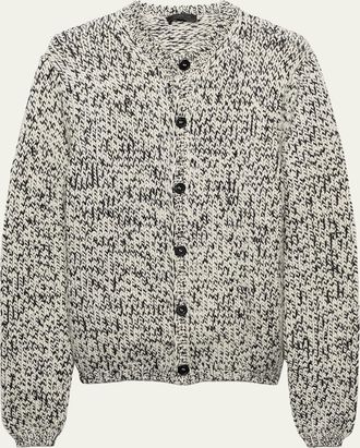 Prada Mens Melange Wool Knit Cardigan