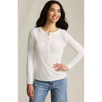 Lands End Drapey Rib Skimming Long Sleeve Henley in Ivory at Nordstrom, Size X-Large