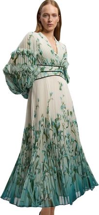 Karen Millen Plunge V-Neck Fit Flare Maxi Dress in Floral at Nordstrom, Size 10
