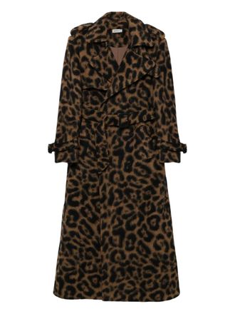 SIMKHAI Rumi belted leopard coat - women - Polyester/Virgin Wool/Acrylic/Polyester/Elastomultiester - L - Brown