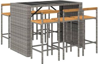 vidaXL Vidaxl - 7 Piece Garden Bar Set Grey Poly Rattan& Solid Wood Acacia