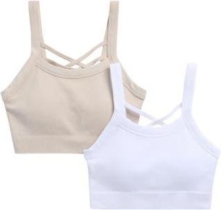 Yogalicious Assorted 2-Pack Claire Seamless Sports Bra in Mist Sand/White at Nordstrom Rack, Size X-Large