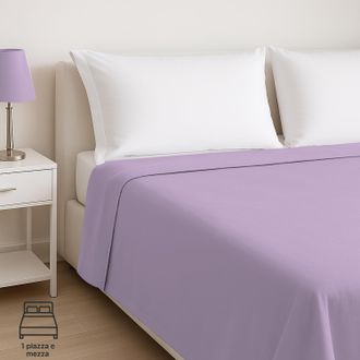 KASANOVA Lenzuolo piano lilla in cotone, da 1 piazza e mezza