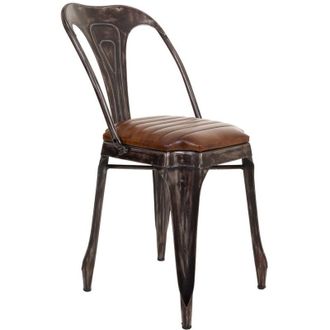 Wanderlust Deco Silla De Metal Y Piel Marr&oacute;n 39x52x84h Cm