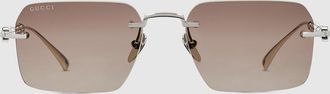 Gucci Frameless Rectangular Sunglasses, Silver