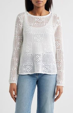Beach Lunch Lounge Tiara Crochet Look Sweater in White at Nordstrom Rack, Size X-Large