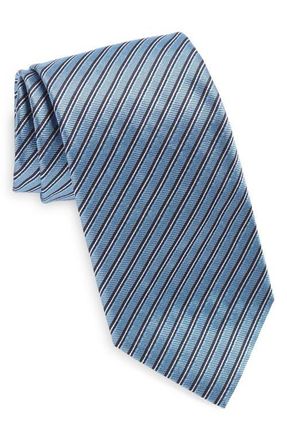Ermenegildo Zegna Brera Ivy Stripe Silk Tie in Blue at Nordstrom