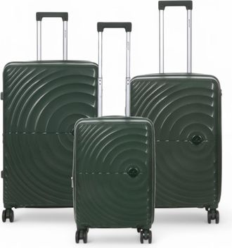 Infinity Leather Uitbreidbare donkergroene harde koffer met 8 wielen