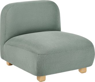 Beliani Sill&oacute;n Modular De Tela Asiento 1 Plaza Patas De Madera Repelente Al Agua Moderno Verde Claro Amli