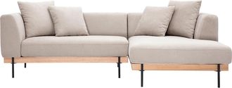 Miliboo Sof&aacute; De Esquina Derecha De 4 Plazas En Tela Chenilla Beige Y Metal Negro Ivar