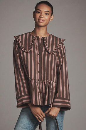 Maeve Cotton Long-Sleeve Collared Blouse
