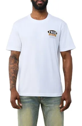 True Religion Stacked Logo Cotton Graphic T-Shirt in Optic White at Nordstrom, Size Xxx-Large