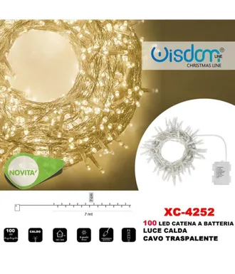 Trade Shop Trade Shop - Cadena De Luces 100led Luci&eacute;rnagas Con Pila Cable Transparente Luz C&aacute;lida Xc-4252