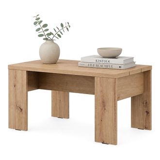 Dmora Mesa De Centro Riposto, Forma Rectangular, Color Tablero Marr&oacute;n, Estructura Roble Nodo, 90x50x43h Cm Marr&oacute;n Roble Nodo