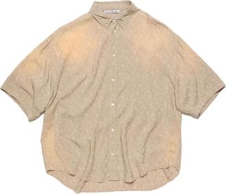 Acne Studios Short Sleeve Shirts, male, Beige, XS, Beige Silk & Nylon Shirt
