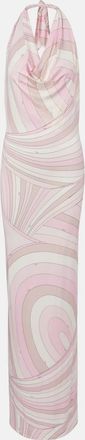 Pucci Iride halterneck satin jersey maxi dress