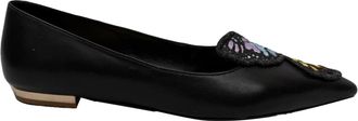 Sophia Webster Pre-owned Womens Butterfly Embellished Ballet Flats in Black Leather - Size 37.5 EU/IT