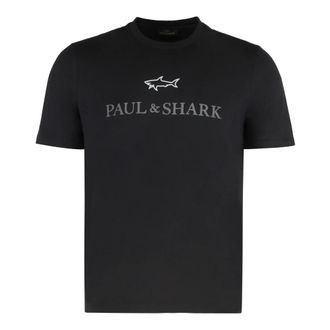 Paul & Shark Logo Print Cotton T-shirt - male - Paul & Shark - T-Shirts - Black - 3XL - Tops