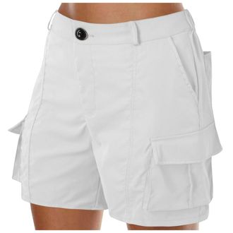 Generic Black Denim Shorts Women Cargo Short Summer Ladies Loose Hiking Travel Straight Bermuda Pants with Pockets Casual Drawstring Elastic Trousers for Youn