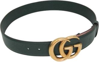 Gucci Pre-owned GG Marmont Riem - Dames - Vintage Accessoires - Groen - ONE Size - Leer - Vintage
