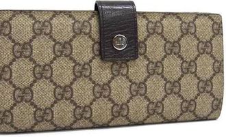 Gucci Beige Brown Pvc Leather Long Wallet (Bi-Fold) (Pre-Owned)