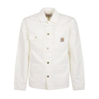 Carhartt Work in Progress Carhartt Wip, Light Jackets, male, Beige, Size: L Michigan Cotton Coat in White