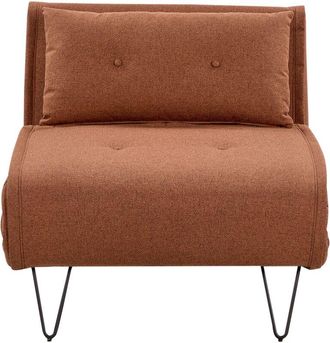 Beliani Sof&aacute; Cama Glamuroso 1 Plaza Individual Con Coj&iacute;n De Tela Naranja Vestfold