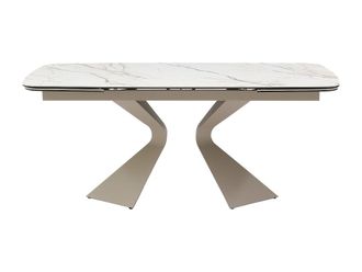 VENTE-UNIQUE.COM Mesa de comedor cer&aacute;mica topo, blanco