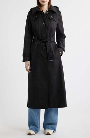 London Fog Cotton Blend Trench Coat in Black at Nordstrom, Size X-Large
