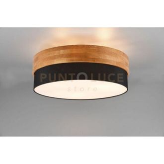 Trio Leuchten Seasons plafoniera legno naturale e paralume nero d. 50CM 3 luci attacco E27
