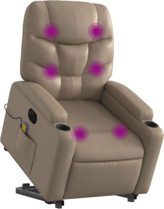 vidaXL Vidaxl - Sill&oacute;n Reclinable De Masaje El&eacute;ctrico Cuero Sint&eacute;tico Capuchino