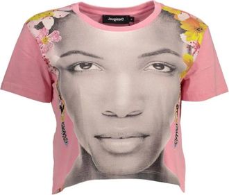 Desigual Katoenen T-shirt met korte mouwen - Dames - T-shirts - Roze - XL - Katoen - Tops