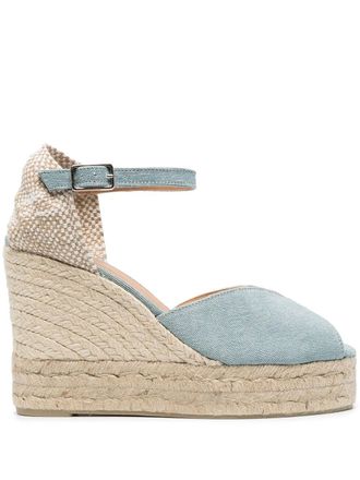Castaner 110 mm Bianca espadrilles met sleehak - Blauw