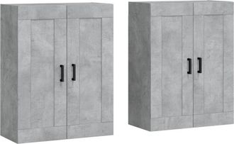 vidaXL Armadietti a Parete 2 pz Grigio Cemento in Legno Multistrato - Vidaxl