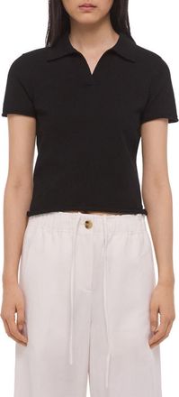 Helmut Lang Shrunken Knit Polo in Black at Nordstrom, Size X-Small