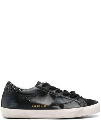 Golden Goose Black Glitter Heel Vintage Low-Top Sneakers