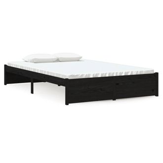 Berkfield Home Bed Frame Black Solid Wood 120x190 cm Small Double