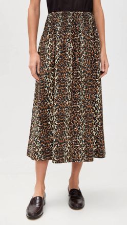 Clare Vivier Zoe Midi Skirt In Caramel Multi