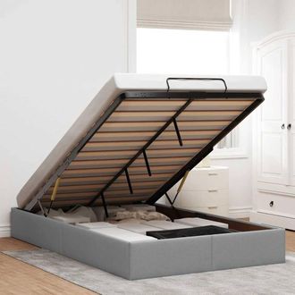 Berkfield Home Ottoman Bed Frame without Mattress Light Grey Double Fabric